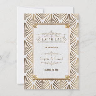 Art Deco White Gatsby 1920s Save The date