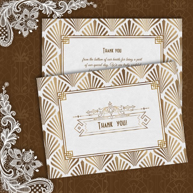 Art Deco White Gatsby 1920s Style Thank You Card (Creator Uploaded)