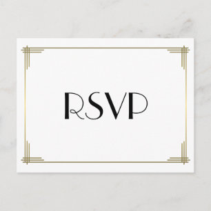 Art Deco White Great Gatsby Wedding RSVP Postcards