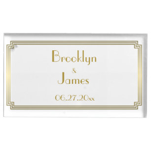Art Deco White Table Card Holder