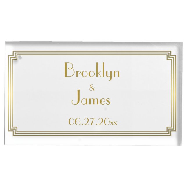 Art Deco White Table Card Holder (Front)