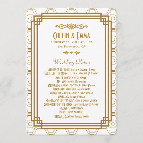 Art Deco White Wedding Programs
