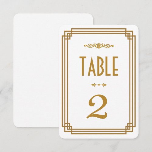 Art Deco Wedding Table Numbers Personalized Announcement