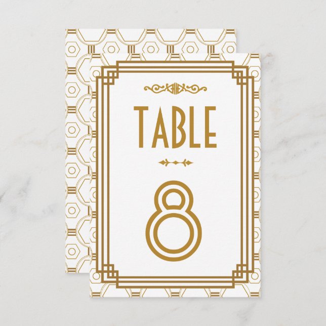 Art Deco White Wedding Table Numbers (Front/Back)