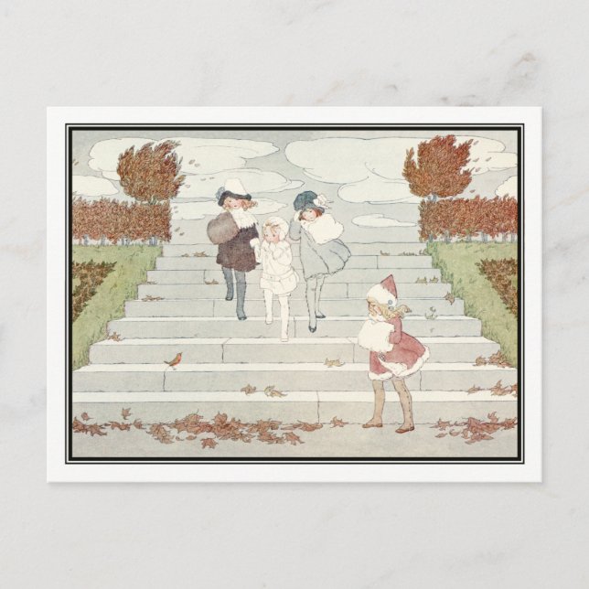 Art Deco Windy Day by H. Willebeek Le Mair Postcard (Front)