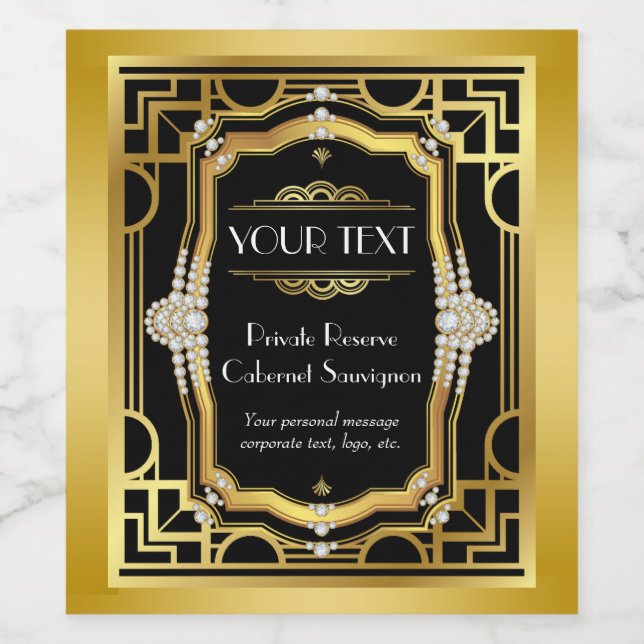 Art Deco Wine Bottle Labels (Single Label)