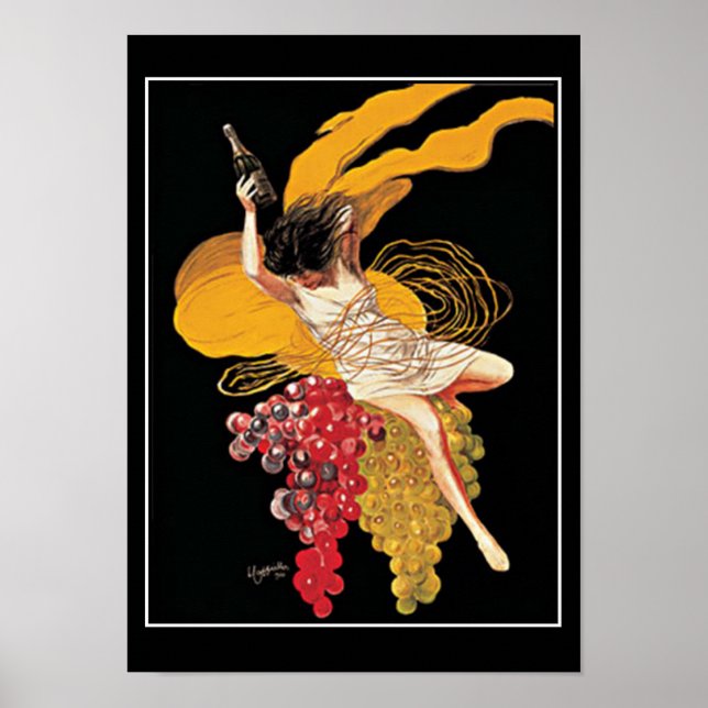 Art Deco Wine Grapes vintage  Print Poster (Front)