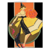 Art Deco Witch Jack O Lantern Pumpkin Black Cat (Front)
