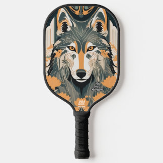 Art Deco Wolf Personalized Pickleball Paddle