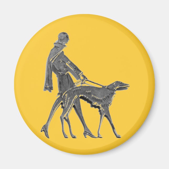Art Deco Woman and Dog Magnet (Front)