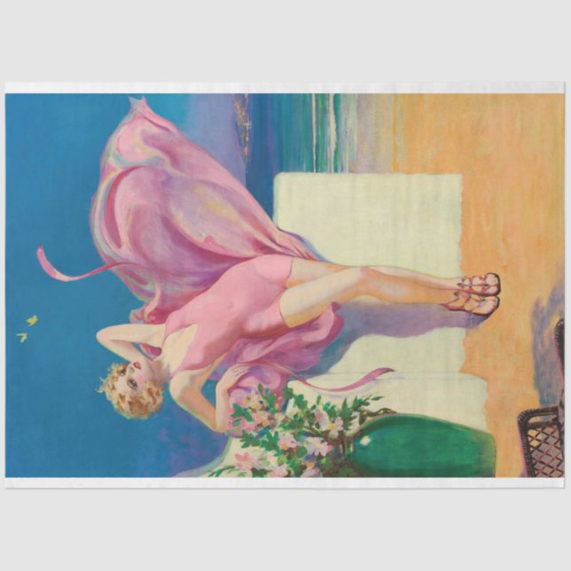 Art Deco Woman Beach Artwork  Tissue Paper (Front)