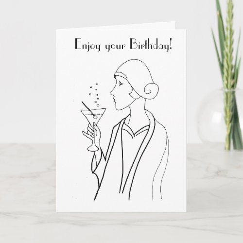 Art Deco Woman Birthday Card