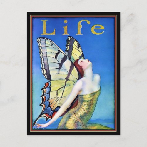 Art Deco Woman Butterfly Postcard