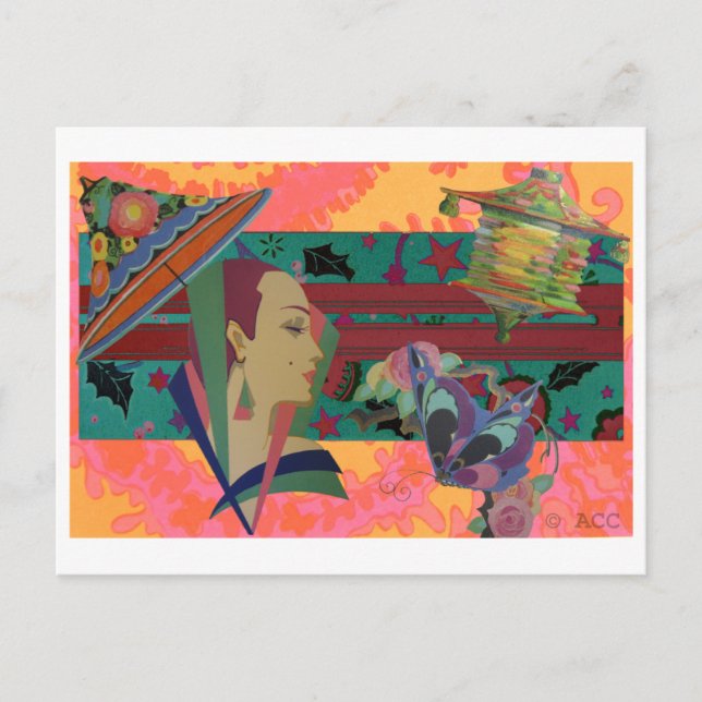 Art Deco Woman Color Splash Postcard (Front)