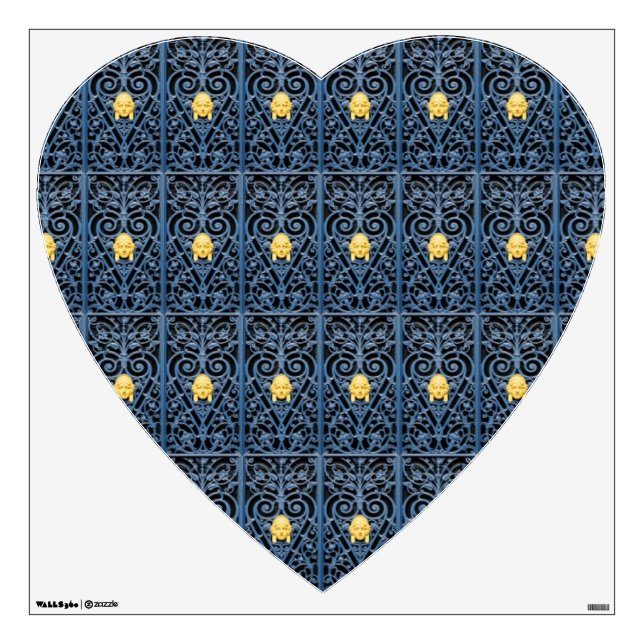 Art Deco Woman Head Heart Wrought Iron pattern WD Wall Sticker (Front)