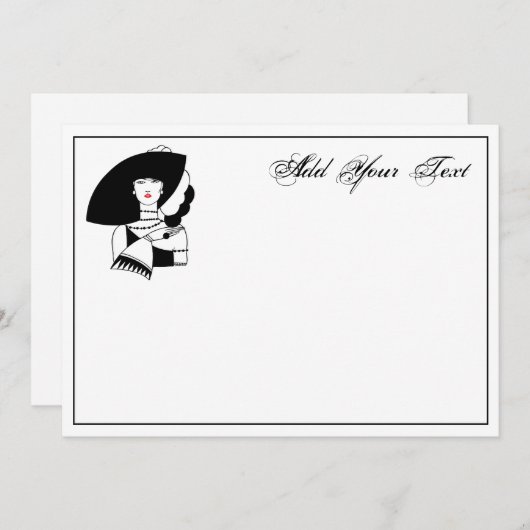 Art Deco Woman In Big Hat Gloves RL (Front/Back)