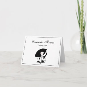 Art Deco Woman In Big Hat Gloves RL Letterpress Thank You Card