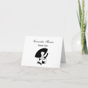 Art Deco Woman In Big Hat Gloves RL Letterpress Thank You Card
