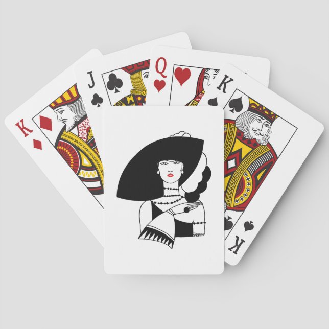 Art Deco Woman In Big Hat Gloves RL Poker Cards (Back)
