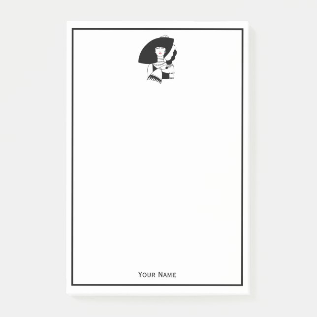 Art Deco Woman In Big Hat Gloves RL Post-it Notes (Front)