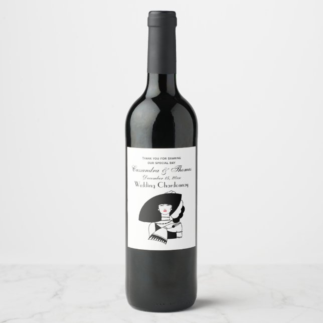 Art Deco Woman In Big Hat Gloves RL Wine Label (Front)