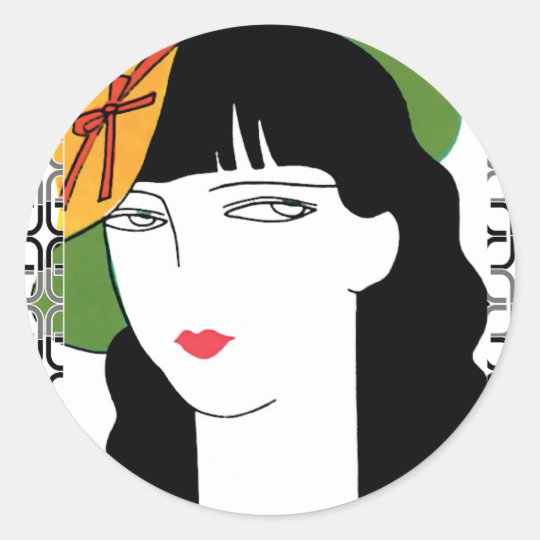 Art Deco Woman In Hat Classic Round Sticker