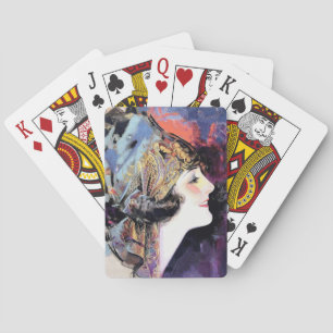 Art Deco Woman in Scarf Poker Cards
