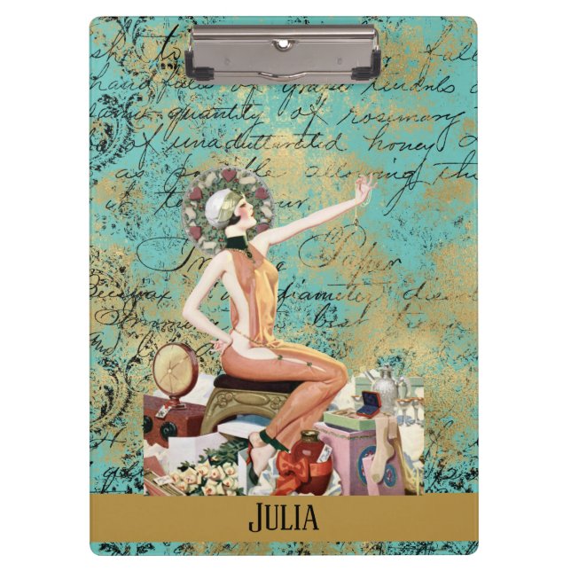 Art Deco Woman Personalized Clipboard (Front)