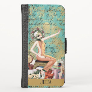 Art Deco Woman Personalized iPhone X Wallet Case