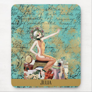 Art Deco Woman Personalized Mouse Pad