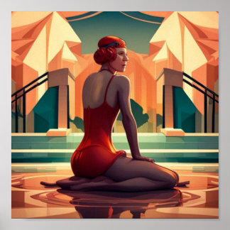 art deco woman poster