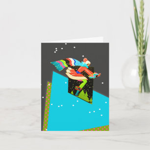 Art Deco Woman Skier Holiday Card