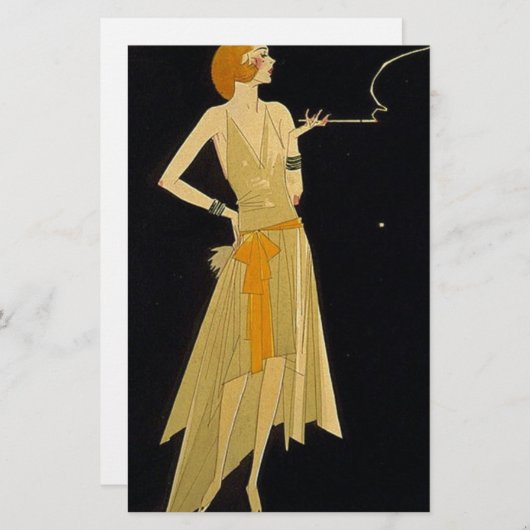 Art Deco Woman Smoking Cigarette (Front/Back)