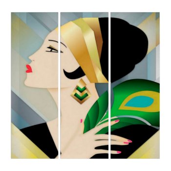 Art Deco Woman With Peacock Feather by AutumnRoseMDS at Zazzle