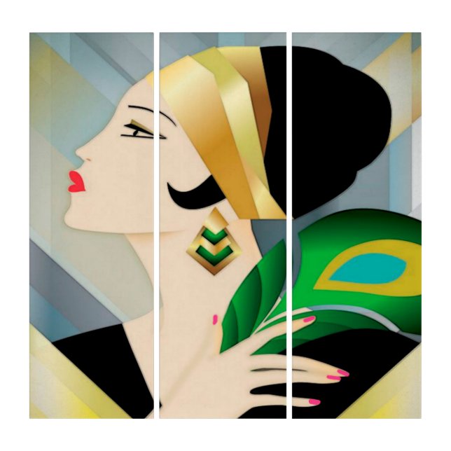 Art Deco Woman with Peacock Feather (Front)