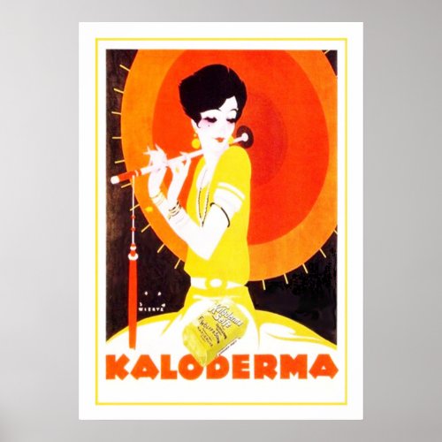 Art Deco Woman with Umbrella Poster