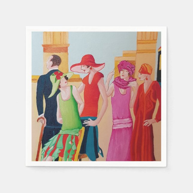 Art Deco Women Oil Painting Napkins (Front)