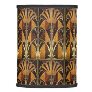 ART DECO WOOD INLAY FANS LAMP SHADE