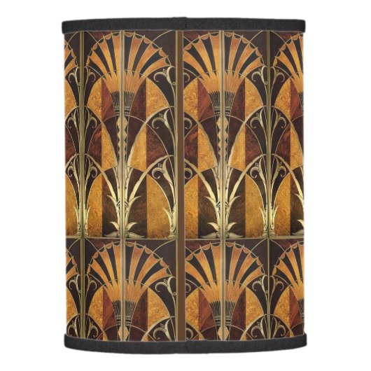 ART DECO WOOD INLAY FANS LAMP SHADE (Back)