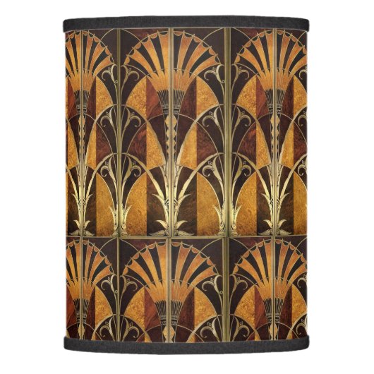 ART DECO WOOD INLAY FANS LAMP SHADE (Front)