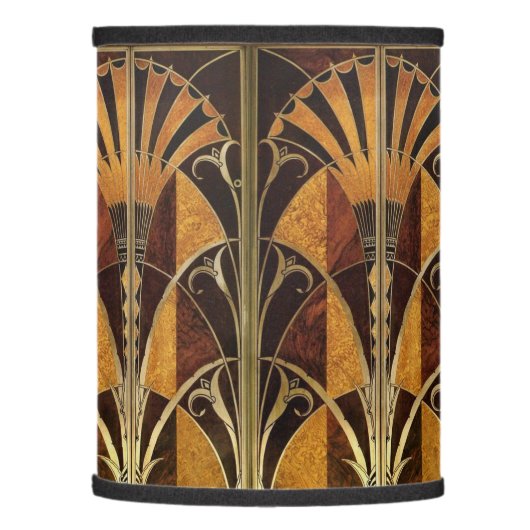 ART DECO WOOD INLAY FANS LAMP SHADE (Left)