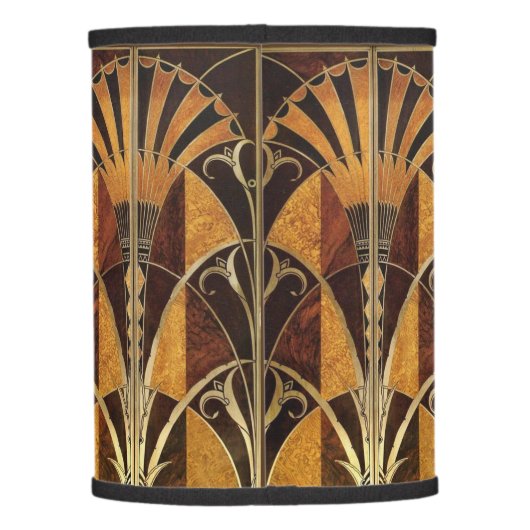 ART DECO WOOD INLAY FANS LAMP SHADE (Back)