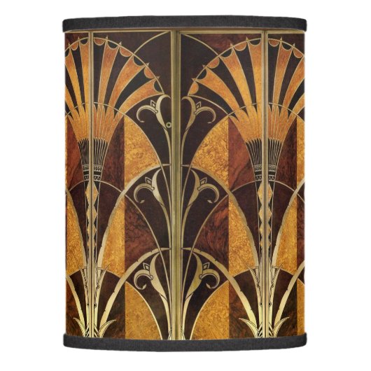 ART DECO WOOD INLAY FANS LAMP SHADE (Front)