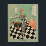 Art Deco Wood Wall Art--Woman in Bathroom<br><div class="desc">Whimsical woman inn black and white checked outfit in art deco bathroom.  Painting entitled "La Toilette" by artist Jayne Somogy ("Somogyi").  www.Jayne-Somogy.pixels.com.</div>