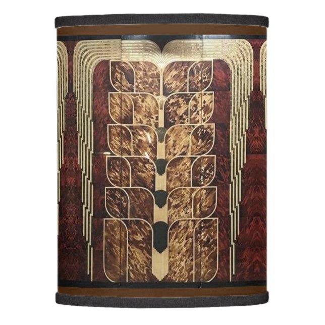 ART DECO WOODWWORK INLAID PANELS 3 LAMP SHADE (Front)