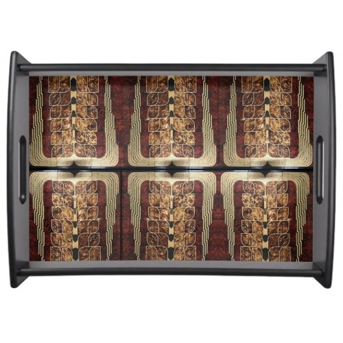 ART DECO WOODWWORK INLAID PANELS 4 SERVING TRAY