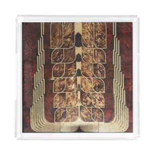 ART DECO WOODWWORK INLAID PANELS 5 ACRYLIC TRAY