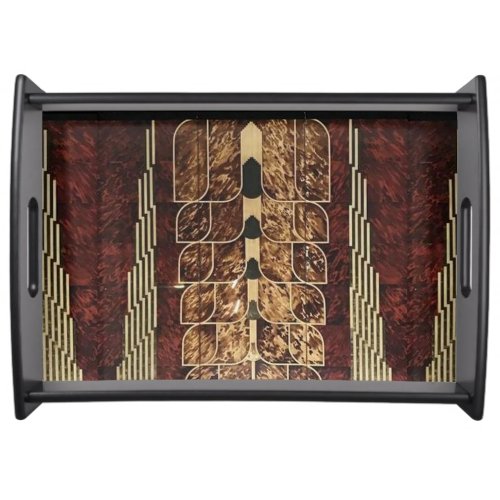 ART DECO WOODWWORK INLAID PANELS 5 SERVING TRAY