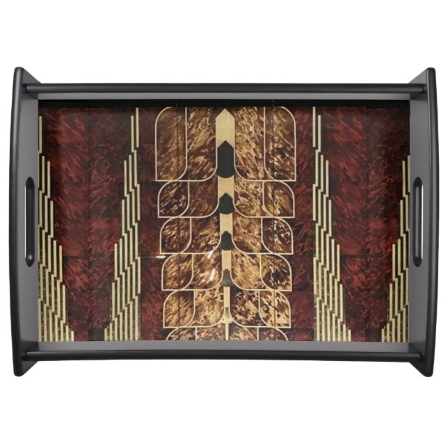 ART DECO WOODWWORK INLAID PANELS 5 SERVING TRAY (Front)