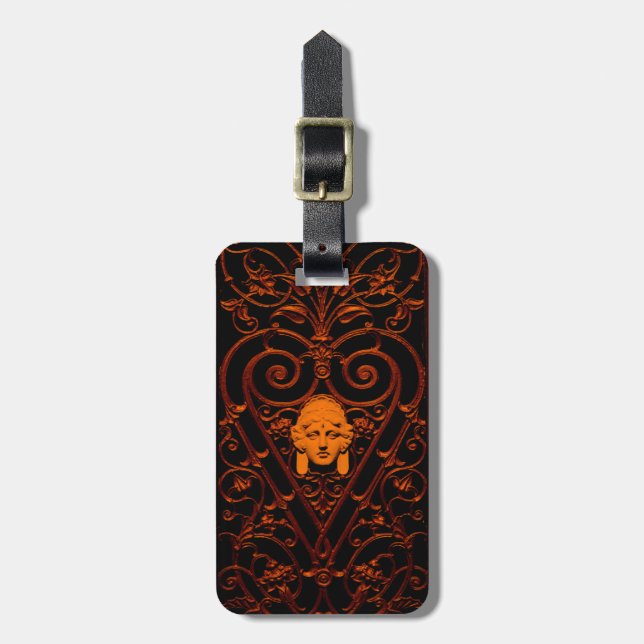 Art Deco Wrought Iron Travel Luggage Tag (Front Vertical)